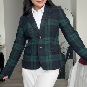Banana Republic Vintage Green Plaid Blazer
